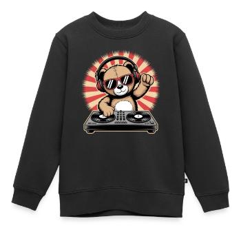DJ Bär avec casque - Sweat Premium enfant bio - noir - Devant - AI Model Kid Female (0cm)