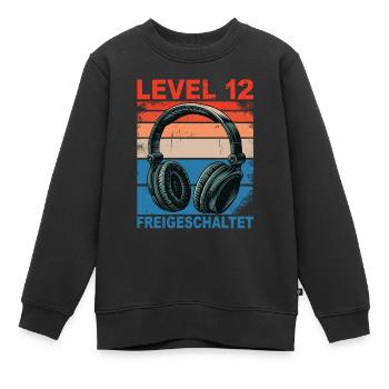 12. Geburtstag Junge Level 12 freigeschaltet - Kinder Premium Organic Sweatshirt - Schwarz - Vorne - AI Model Kid Female (0cm)