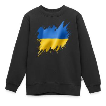 Flagge der Ukraine, zerrissener Stil - Kinder Premium Organic Sweatshirt - Schwarz - Vorne - AI Model Kid Female (0cm)