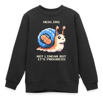Heilung ist nicht linear | Fortschritt, Genesung - Kinder Premium Organic Sweatshirt - Schwarz - Vorne - AI Model Kid Female (0cm)