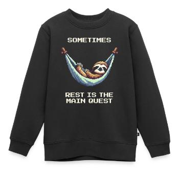 Manchmal ist Ausruhen die Hauptquest | Balance - Kinder Premium Organic Sweatshirt - Schwarz - Vorne - AI Model Kid Female (0cm)