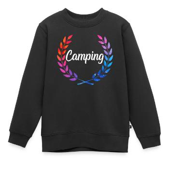 Camping Farblaurel Script - Kinder Premium Organic Sweatshirt - Schwarz - Vorne - AI Model Kid Female (0cm)