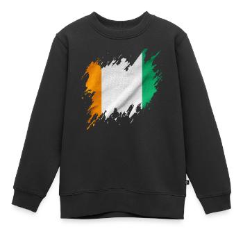 Flagge der Elfenbeinküste im zerrissenen Stil - Kinder Premium Organic Sweatshirt - Schwarz - Vorne - AI Model Kid Female (0cm)