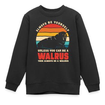 Walrus Selbstbewusstsein Retro - Kinder Premium Organic Sweatshirt - Schwarz - Vorne - AI Model Kid Female (0cm)