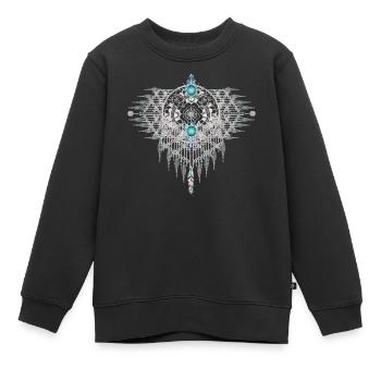 Kunstvolles Ethno-Ornament aus Türkis Elementen - Kinder Premium Organic Sweatshirt - Schwarz - Vorne - AI Model Kid Female (0cm)