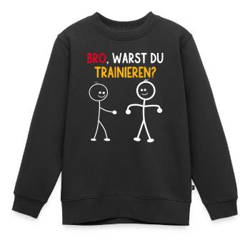 Strichmännchen WARST DU TRAINIEREN LUSTIG - Kinder Premium Organic Sweatshirt - Schwarz - Vorne - AI Model Kid Female (0cm)