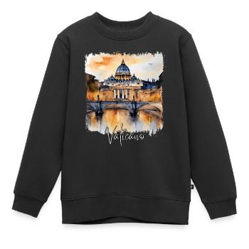 Aquarell des Vatikans - Kinder Premium Organic Sweatshirt - Schwarz - Vorne - AI Model Kid Female (0cm)