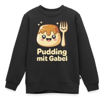 Pudding with fork - Kids Premium Organic Sweatshirt - black - Front - AI Model Kid Female (0cm)