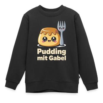 Pudding with fork - Kids Premium Organic Sweatshirt - black - Front - AI Model Kid Female (0cm)