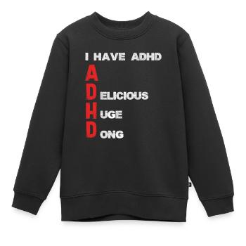 ADHD Schriftzug Vertikale Akzente - Kinder Premium Organic Sweatshirt - Schwarz - Vorne - AI Model Kid Female (0cm)