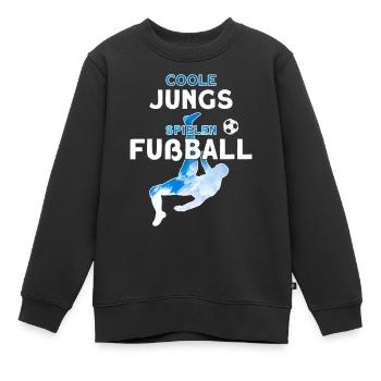 COOLE JUNGS SPIELEN FUßBALL - Kinder Premium Organic Sweatshirt - Schwarz - Vorne - AI Model Kid Female (0cm)