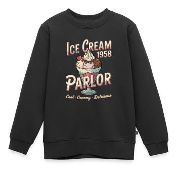 Publicité pour les glaces vintage - Sweat Premium enfant bio - noir - Devant - AI Model Kid Female (0cm)