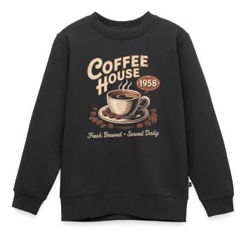 Publicité pour le café vintage - Sweat Premium enfant bio - noir - Devant - AI Model Kid Female (0cm)