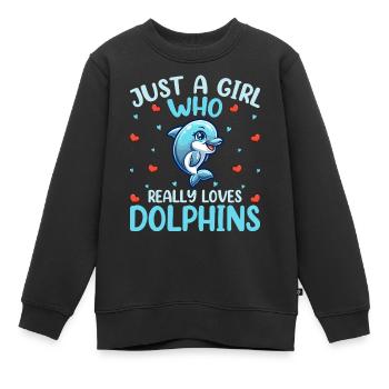 Delfin - Kinder Premium Organic Sweatshirt - Schwarz - Vorne - AI Model Kid Female (0cm)