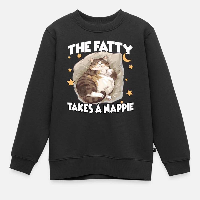 Idée de cadeau parfaite pour les amoureux des chats Cozy Cat - Sweat Premium enfant bio - noir