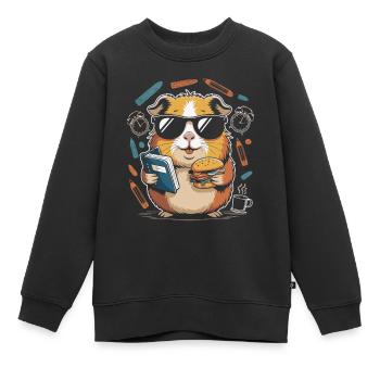 Buchheld Hamster mit Burger - Kinder Premium Organic Sweatshirt - Schwarz - Vorne - AI Model Kid Female (0cm)