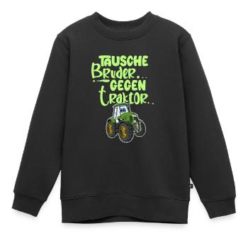 Tausche Bruder Gegen Traktor - Kinder Premium Organic Sweatshirt - Schwarz - Vorne - AI Model Kid Female (0cm)