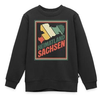 Heimatland Sachsen Retro Druck - Kinder Premium Organic Sweatshirt - Schwarz - Vorne - AI Model Kid Female (0cm)