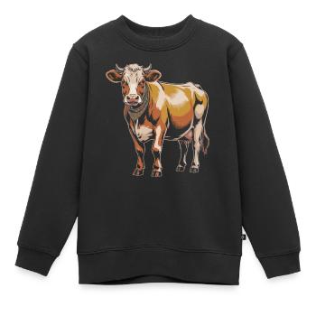 Vache avec bandana – Illustration rustique - Sweat Premium enfant bio - noir - Devant - AI Model Kid Female (0cm)