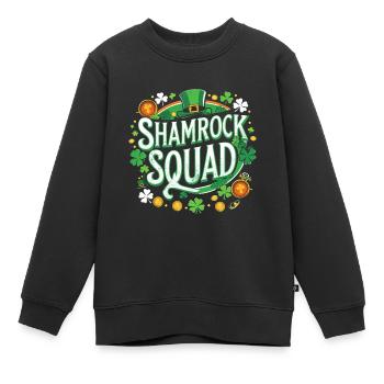Shamrock Squad: Grünzauber - Kinder Premium Organic Sweatshirt - Schwarz - Vorne - AI Model Kid Female (0cm)