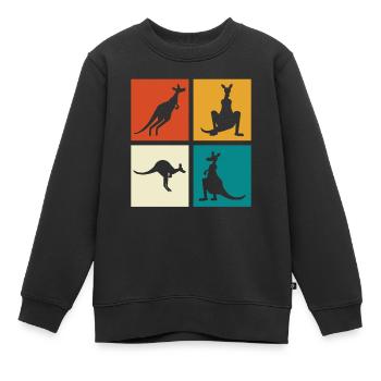 Känguru Vierbild Silhouetten - Kinder Premium Organic Sweatshirt - Schwarz - Vorne - AI Model Kid Female (0cm)