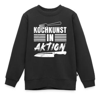 Küchenprofi KOCHKUNST IN AKTION Lustiges - Kinder Premium Organic Sweatshirt - Schwarz - Vorne - AI Model Kid Female (0cm)