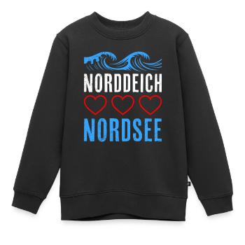 Mer de Wadden DIGUE NORD MER DU NORD Vacances drôles - Sweat Premium enfant bio - noir - Devant - AI Model Kid Female (0cm)