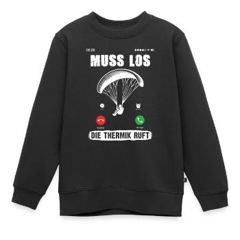 Parapentes DOIVENT PARTIR, les thermiques appellent - Sweat Premium enfant bio - noir - Devant - AI Model Kid Female (0cm)