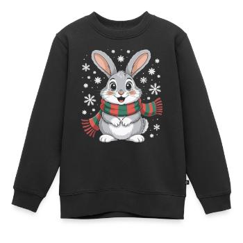 Winterhase mit Schal - Kinder Premium Organic Sweatshirt - Schwarz - Vorne - AI Model Kid Female (0cm)
