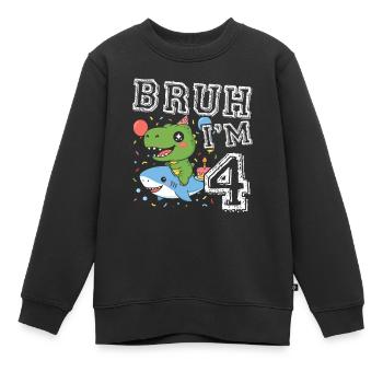 Dino Geburtstag 4 Jahre Party Shirt - Kinder Premium Organic Sweatshirt - Schwarz - Vorne - AI Model Kid Female (0cm)
