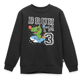 Duo de fête d’anniversaire Dino - Sweat Premium enfant bio - noir - Devant - AI Model Kid Female (0cm)