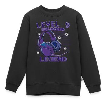 Level 9 Unlocked Kopfhörer Neon - Kinder Premium Organic Sweatshirt - Schwarz - Vorne - AI Model Kid Female (0cm)