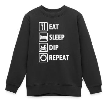 Eat Sleep Dip Repeat - Eisbaden - Winterbaden - Kinder Premium Organic Sweatshirt - Schwarz - Vorne - AI Model Kid Female (0cm)