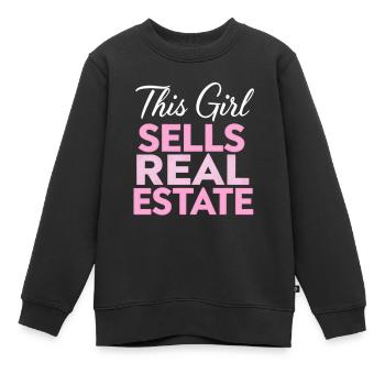 This Girl Sells Real Estate - Kinder Premium Organic Sweatshirt - Schwarz - Vorne - AI Model Kid Female (0cm)