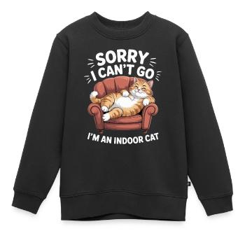 Chat domestique drôle d’intérieur - Sweat Premium enfant bio - noir - Devant - AI Model Kid Female (0cm)