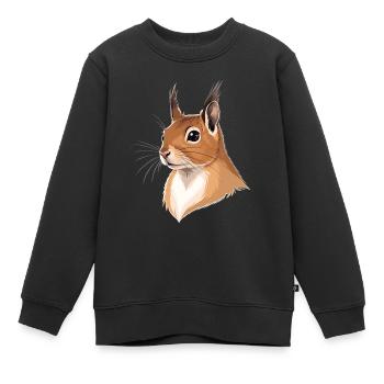 Tête d’écureuil illustrée - Sweat Premium enfant bio - noir - Devant - AI Model Kid Female (0cm)
