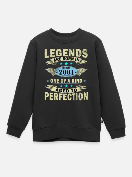 25. Geburtstag Original Januar Jahrgang 2001 - Kinder Premium Organic Sweatshirt - Schwarz