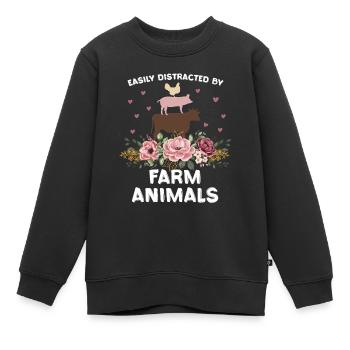 Animaux de ferme avec des fleurs : humour - Sweat Premium enfant bio - noir - Devant - AI Model Kid Female (0cm)