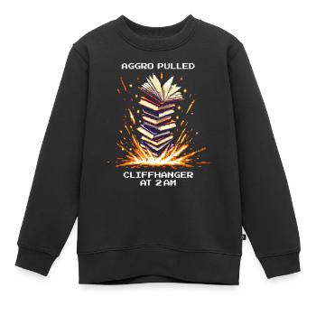 Aggro gezogen | Cliffhanger Lesen Nachteule - Kinder Premium Organic Sweatshirt - Schwarz - Vorne - AI Model Kid Female (0cm)