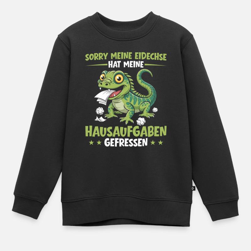 Lizard Ate My Homework Student - Kids Premium Organic Sweatshirt - black