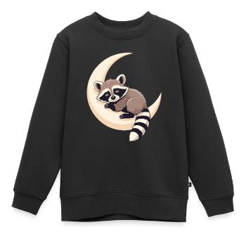 Mondraccoon auf der Sichel - Kinder Premium Organic Sweatshirt - Schwarz - Vorne - AI Model Kid Female (0cm)
