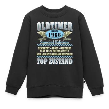 60e anniversaire voiture classique février 1966 Volume 66 - Sweat Premium enfant bio - noir - Devant - AI Model Kid Female (0cm)