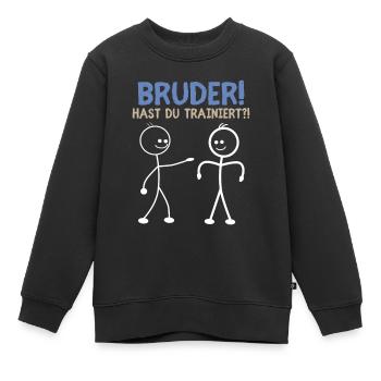 Strichmännchen HAST DU TRAINIERT LUSTIG - Kinder Premium Organic Sweatshirt - Schwarz - Vorne - AI Model Kid Female (0cm)