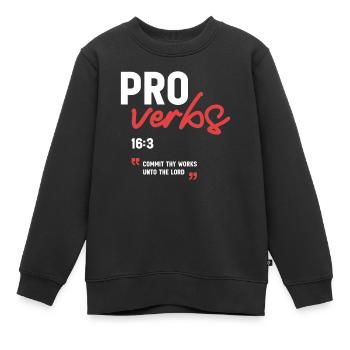 Confie tes œuvres au Seigneur Proverbes 16:3 Bible - Sweat Premium enfant bio - noir - Devant - AI Model Kid Female (0cm)