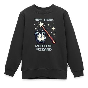 Magicien de routine | Vie quotidienne du travail social - Sweat Premium enfant bio - noir - Devant - AI Model Kid Female (0cm)