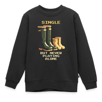 Célibataire, mais jamais seul | Parent célibataire - Sweat Premium enfant bio - noir - Devant - AI Model Kid Female (0cm)