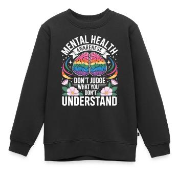 Mental Health Rainbow Brain - Sweat Premium enfant bio - noir - Devant - AI Model Kid Female (0cm)