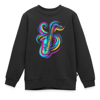 Saxophon - Kinder Premium Organic Sweatshirt - Schwarz - Vorne - AI Model Kid Female (0cm)