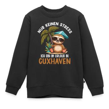 Vacances en mer du Nord PAS DE STRESS JE SUIS EN VACANCES À - Sweat Premium enfant bio - noir - Devant - AI Model Kid Female (0cm)
