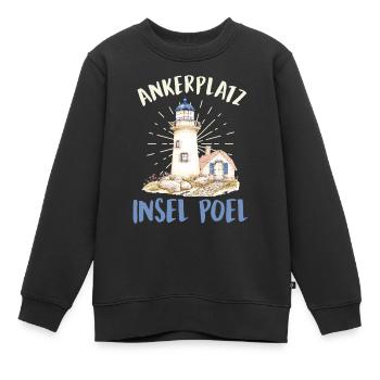 Segler ANKERPLATZ INSEL POEL Lustiges - Kinder Premium Organic Sweatshirt - Schwarz - Vorne - AI Model Kid Female (0cm)